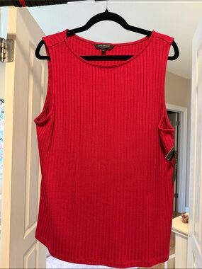 Liverpool Red with Fuschia undertone Ribbed Tank Top